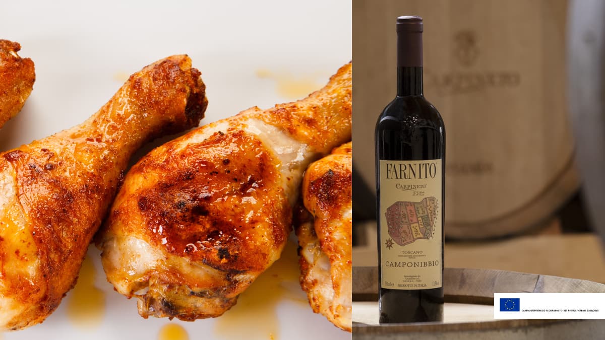 <p>Baked Chicken Drumsticks with  Farnito Camponibbio Toscana IGT 2015</p>
